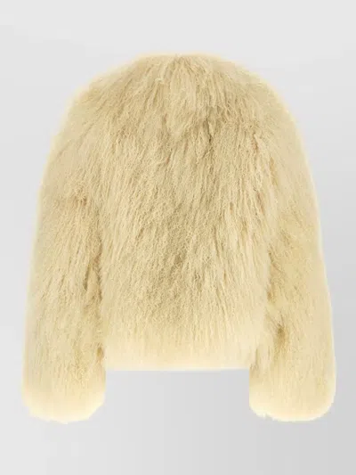 Blancha Cropped Faux Fur Coat Casual Style In Neutral