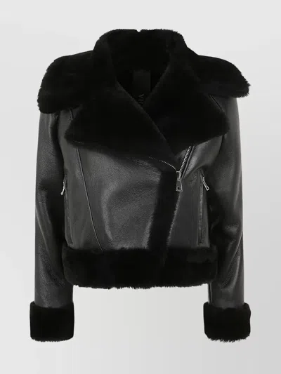 Blancha Cropped Shearling Coat Faux Fur In Black
