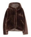 Blancha Cropped Shearling Jacket In Brown