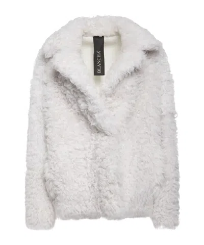Blancha Curly Shearling Short Jacket In Gray