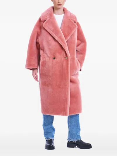 Blancha Double-breasted Coat In Pink