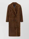 Blancha Double-breasted Longline Fur Jacket In Brown