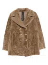 Blancha Double-breasted Shearling Coat In Brown