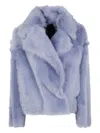 Blancha Draped-collar Jacket In Blue