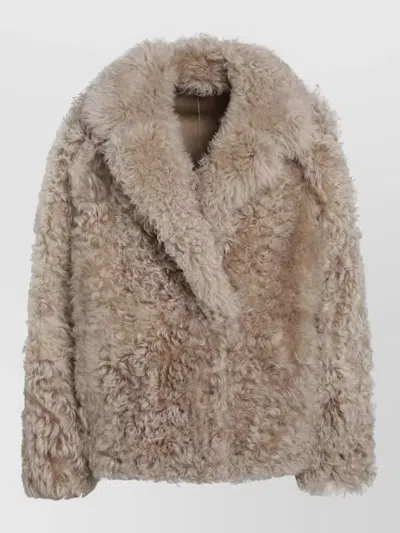 Blancha Faux Fur Jacket Long Sleeves Relaxed In Gray