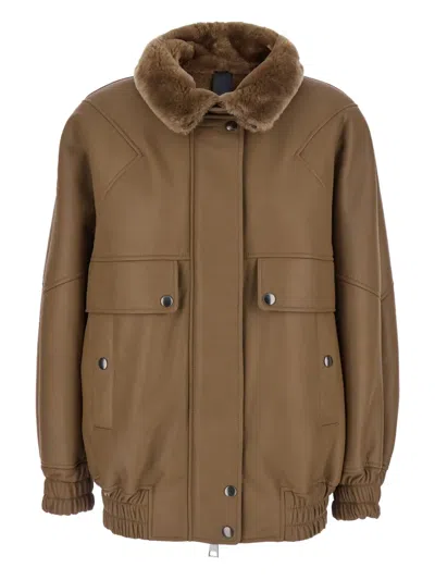 BLANCHA FUR-COLLAR FLAP-POCKETS BOMBER JACKET