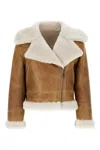 Blancha Shearling Collar Cropped Length Jacket