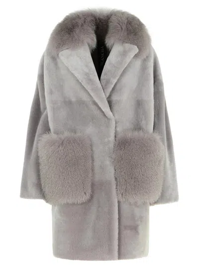 Blancha Grey Leather Coat