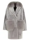 Blancha Grey Leather Coat In Grey