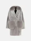 Blancha Grey Leather Coat In Grey