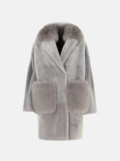 BLANCHA GREY LEATHER COAT