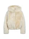 Blancha 시어링 후드 긴소매 재킷 In White