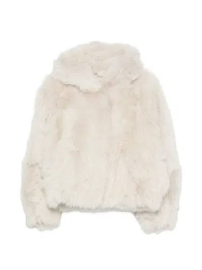 Blancha Hooded Shearling Jacket In Neutral