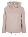 Blancha Shearling Jacket Hood Side Pockets In Pink