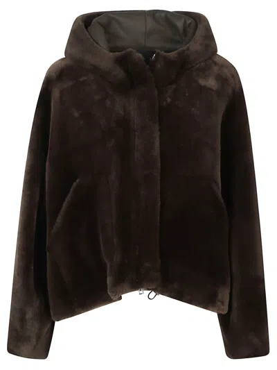 Blancha Straight Merino Bomber Jacket In Brown