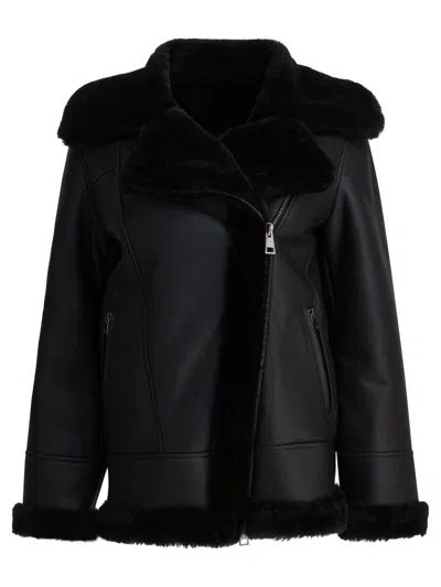 Blancha Jacket Featuring Faux Fur Collar And Cuffs In Black