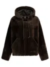 Blancha Versatile Hooded Reversible Jacket Front Pockets In Brown