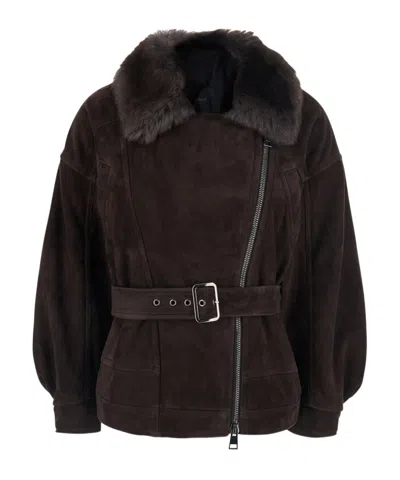 Blancha Leather Jacket With A Zipper In Black