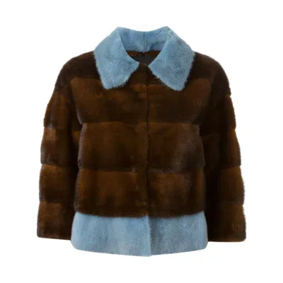 Blancha Leather Outerwears In Brown