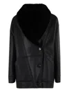 Blancha Leather Shearling Collar Jacket In Black