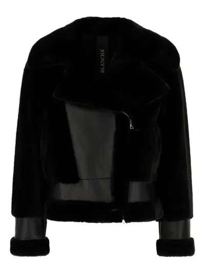 BLANCHA LEATHER SHEARLING JACKET