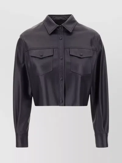 BLANCHA LEATHER SHIRT WITH CHEST POCKETS AND COLLAR