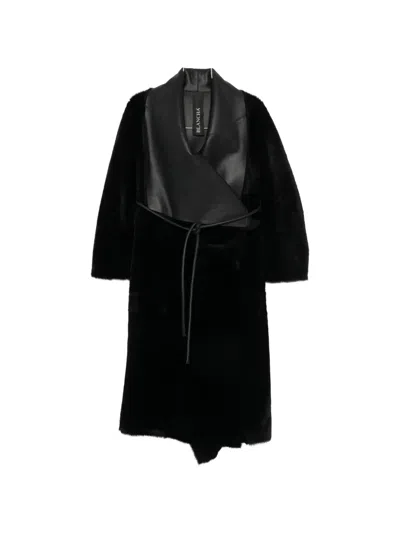 Blancha Leather-panelled Shearling Coat In Black