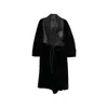 Blancha Shearling Coat With Leather Inserts In Black