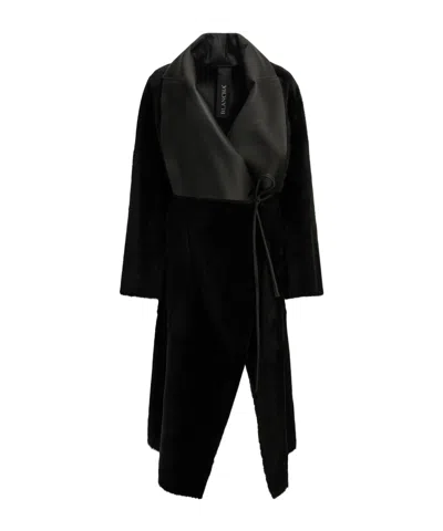 Blancha Leather-panelled Shearling Coat In Black
