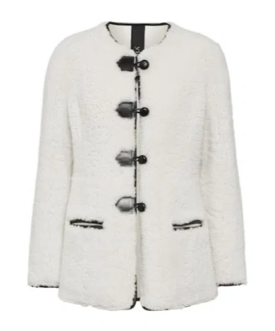 BLANCHA LEATHER-TRIMMED SHEARLING JACKET