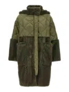 Blancha Long Quilted Down Jacket With Faux Fur In Green