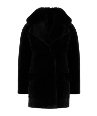 Blancha Long-sleeved Coat In Black