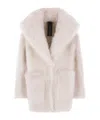 Blancha Wide-collar Sheerling Coat In Pink