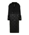 Blancha Wool Fabric, Nylon Fabric And Shearling Coat In Black