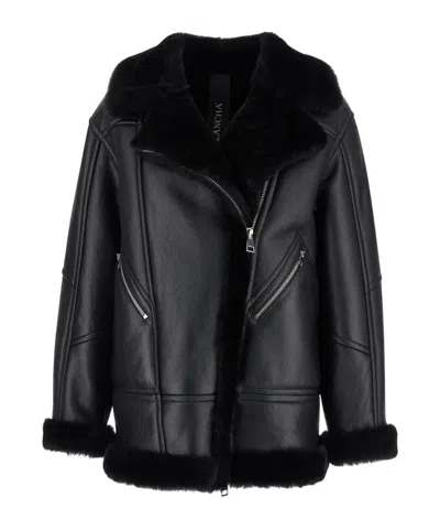 Blancha Leather And Shearling Jacket In Black