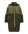 Blancha Long Quilted Down Jacket With Faux Fur In Green