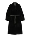 Blancha Belted Shearling Coat In Black