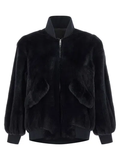 BLANCHA BLANCHA LUXURIOUS MINK FUR BOMBER JACKET WITH ZIP CLOSURE AND CASUAL APPEAL