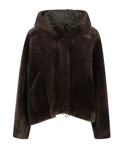 Blancha Straight Merino Bomber Jacket In Brown