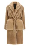 Blancha Merino Straight-volpe Fur Beige In Sand