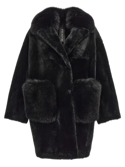 Blancha Merino Straight-volpe Shadow Fur In Black