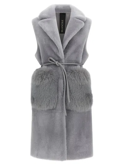 BLANCHA MERINO STRAIGHT-VOLPE SHADOW FUR GRAY