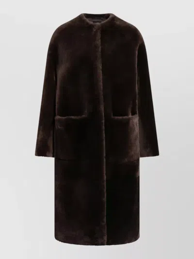 Blancha Oak Reversible Shearling Coat In Brown