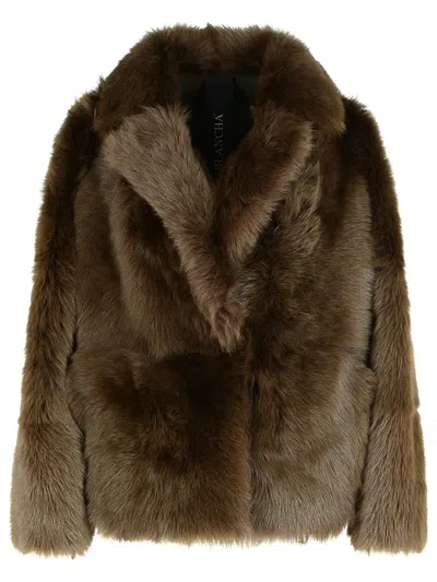 Blancha Mud Sheepskin Jacket In Brown