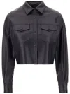 Blancha Leather Shirt With Chest Pockets And Collar In Blue