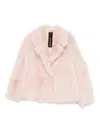Blancha Notched-lapels Shearling Jacket In Pink
