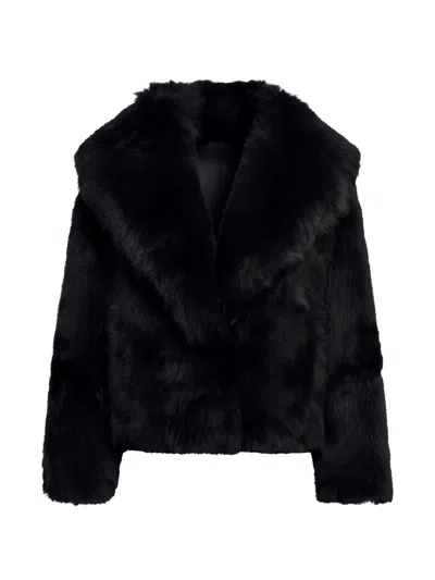 Blancha Notched-lapel Fur-textured Jacket In Brown