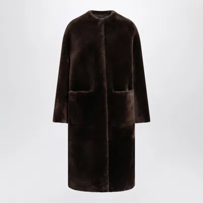 Blancha Oak Reversible Shearling Coat In Brown