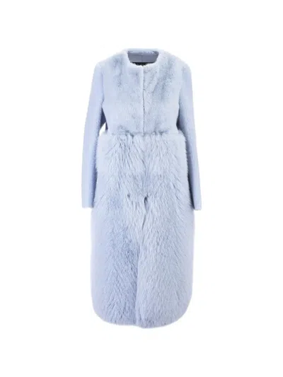 Blancha Panelled Faux-fur Dress In Blue