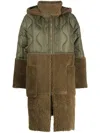 Blancha Panelled Quilted Hooded Jacket In Green